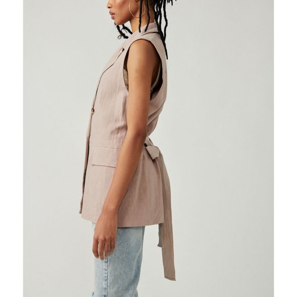 Free People Olivia Double-Breasted Vest Mauve Purple XS - Picture 4 of 10
